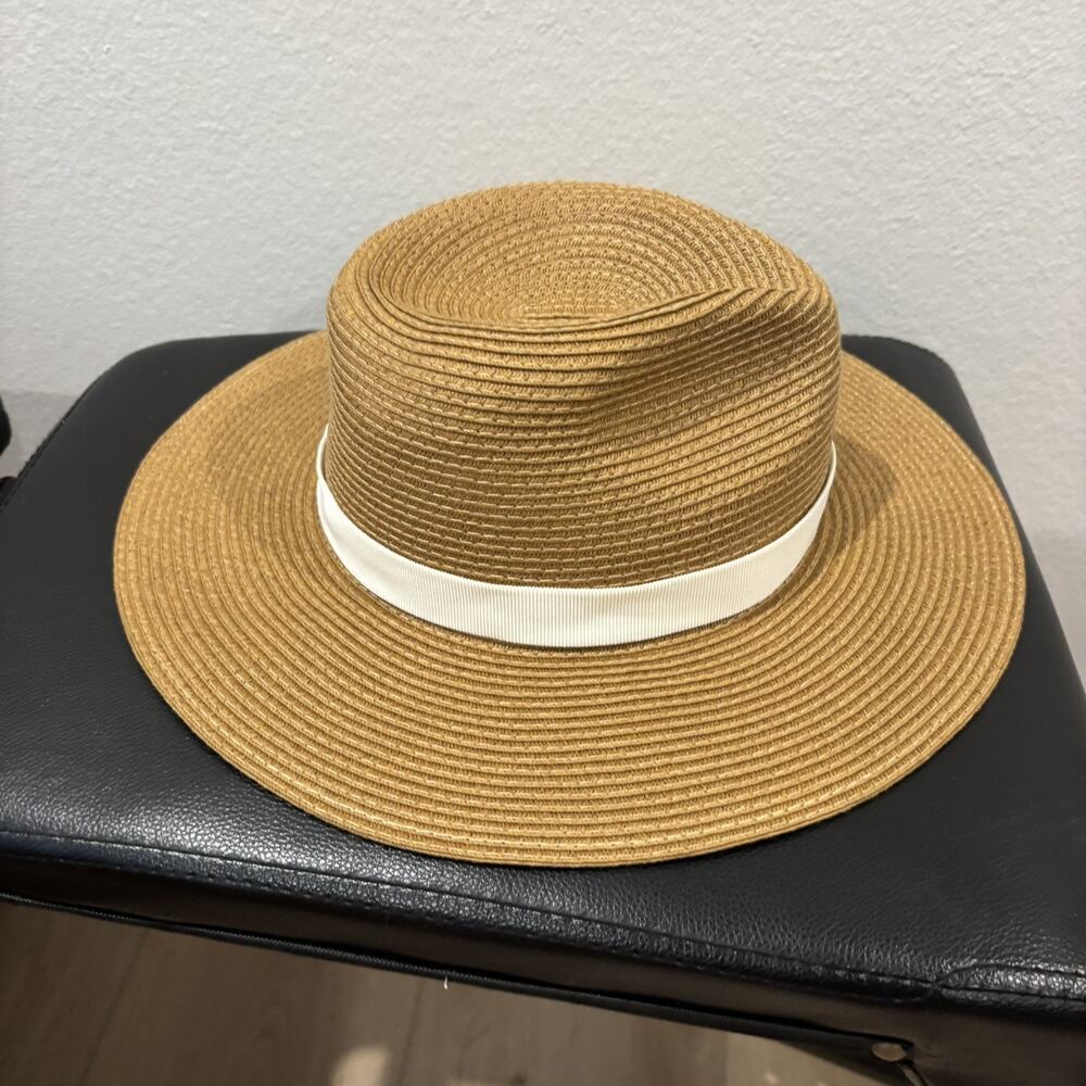 J Crew Panama Straw Hat Packable Womens Ribbon Trim Summer Travel Vacation